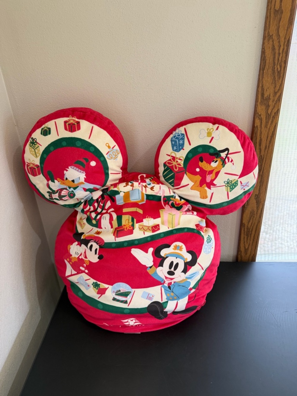 Disney Cruise Line Mickey Mouse Lilo and Stitch Holiday Christmas Plush Pillow